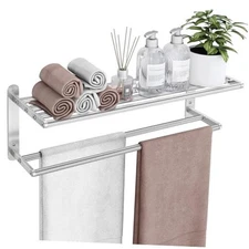 Towel Racks for Bathroom - 24 in Bath Towel Shelf with 24in Brushed Nickel