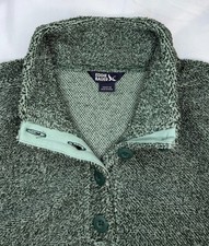 Eddie Bauer Womens Small Tight-Knit Mock Neck Button Pullover Sweater Camping