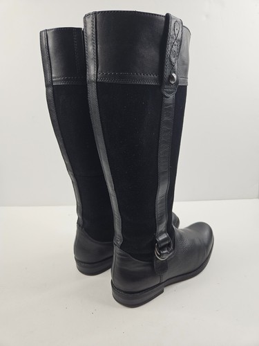 M&S Footglove Black Leather Suede Knee High Riding Boots Size UK 5.5 EU 38 US 7 - Picture 6 of 16