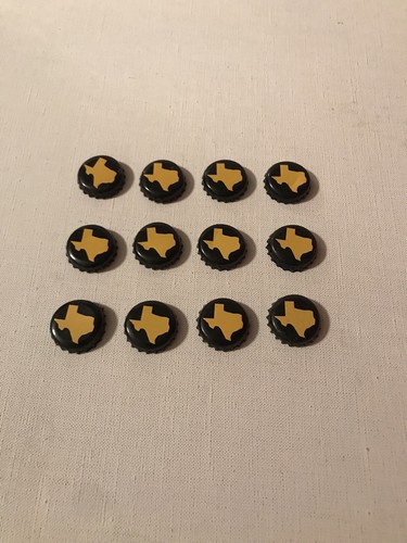 12 STATE OF TEXAS Bottle CAPS Black Caps Yellow State Of Texas - 第 1/6 張圖片