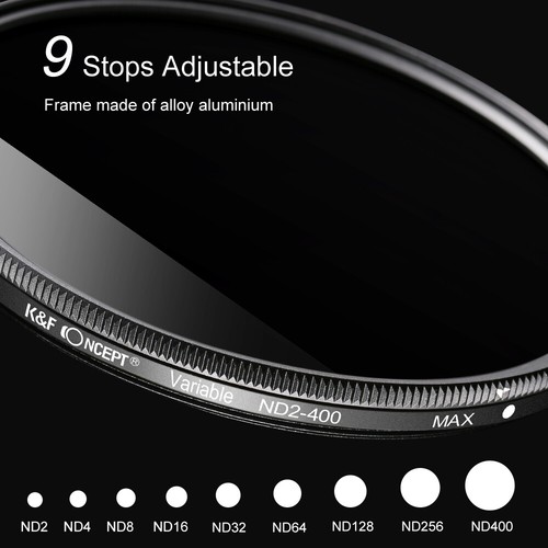 Filtro variable K&F ND ND2-ND400 densidad neutra 43/46/49/52/58/62/67/72/77/82 mm - Imagen 3 de 7