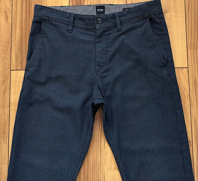 100%ORIG HUGO BOSS STRETCH CHINO HOSE W32 CROPPED SCHINO TABER TAPERED FIT BLAU