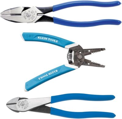 Klein Tools 80043 Heavy Duty Tool Set, Includes Lineman's Side-Cutting Blue 
