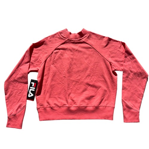 Fila Training Women’s L Bright Coral Highneck Graphic Cotton Crewneck Sweatshirt - Picture 5 of 13