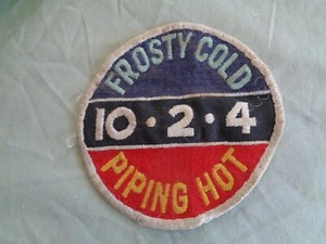 DR PEPPER FROSTY COLD 10-2-4 PIPING HOT SODA PATCH -USED VINTAGE ORIGINAL 4 INCH