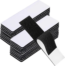 20 Sets Heavy Duty Hook & Loop Adhesive Strips: Sticky Back Fastener 1x4” Black