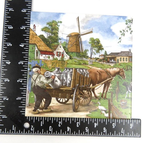 Dutch Tile Milkman Tile made in Holland Hand Decorated by Ter Steege Farmhouse - Picture 2 of 7