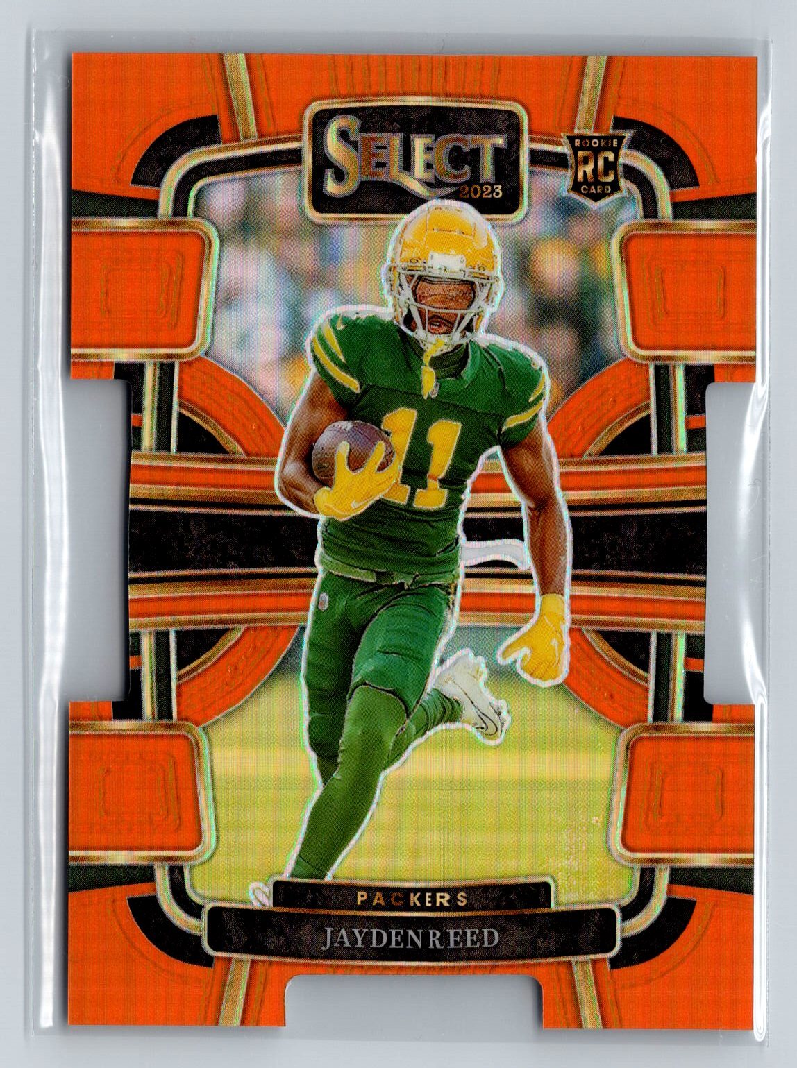 2023 Select Jayden Reed #38 Orange Prizms Die Cuts #/499 Packers