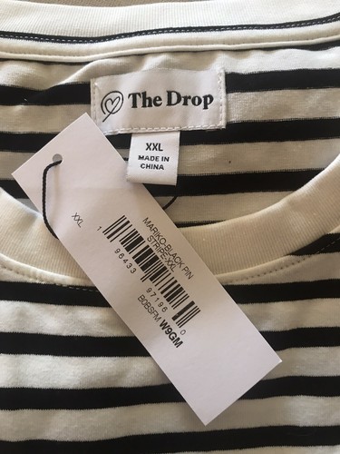 THE DROP MARIKO WOMEN'S SIZE 2X STRIPE PUFF SLEEVE COTTON KNIT TOP - Picture 3 of 3