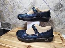 Alegria Shoes Womens 36 6-6.5 Debra Flora Nova Clog Blue Leather Nursing Slip On