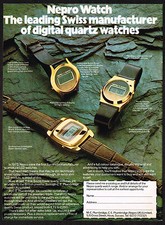 Orologio LCD Quarzo Nepro Originale Anni 70 Stampa Foto Pubblicità