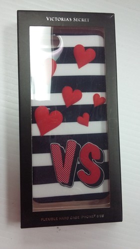 Victoria's Secret flexible iPhone 6/6s-Harthülle 3D Herzen schwarz weiß gestreift - Bild 2 von 2