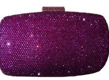 New Violet Austrian Crystal Hard Shell Evening Clutch Bag