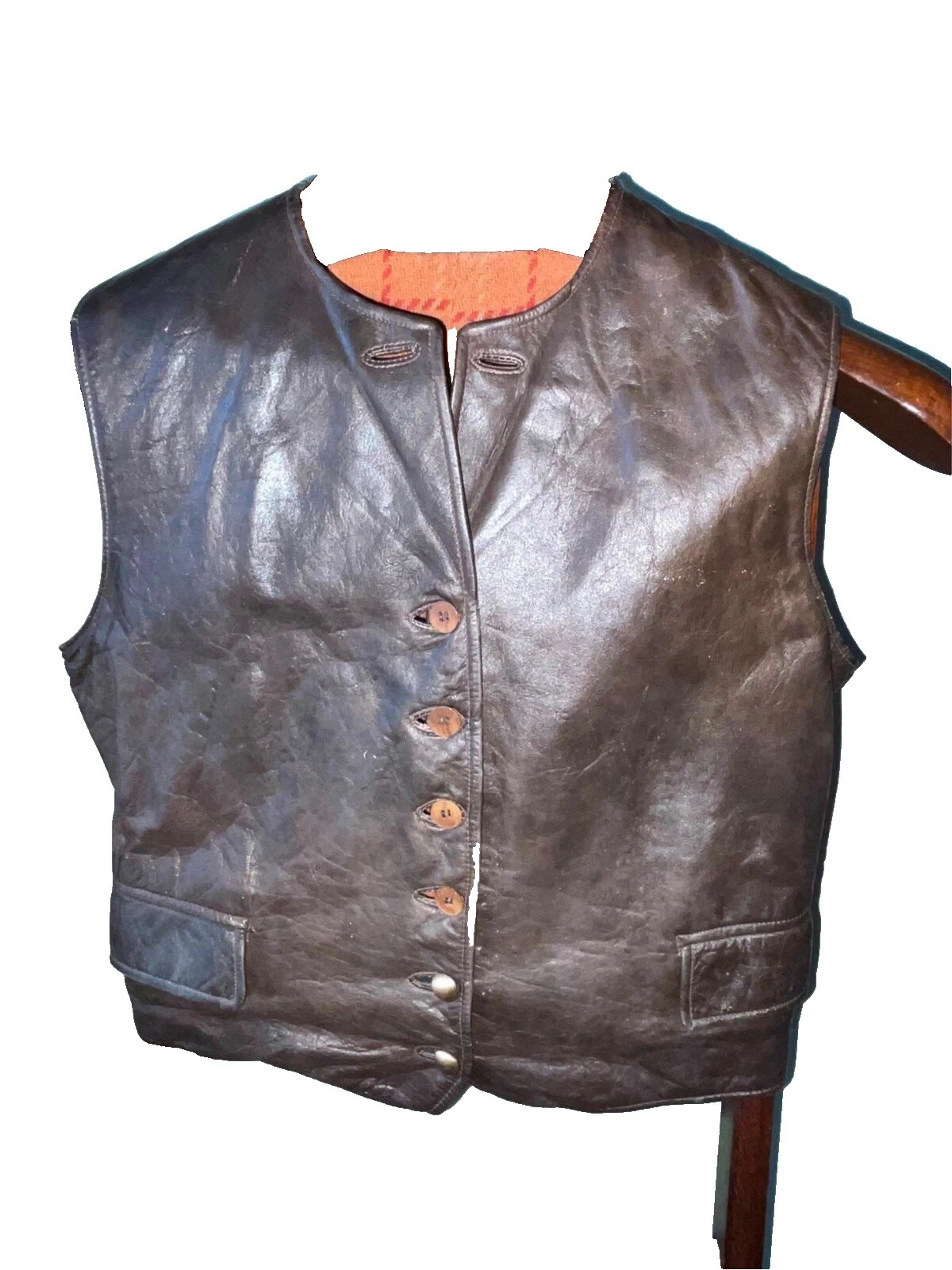 Chalecos Vintage informal cuero tamaño regular para hombres