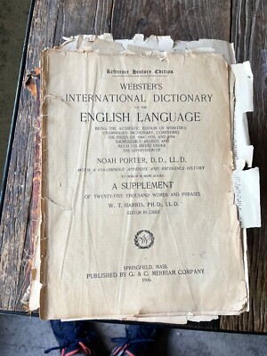 Websters International Dictionary w/ supplement of add words and meanings) 1906