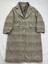 Na-kd Size 40 Brown Long Coat Plaid Check Chequered Winter Uk 12