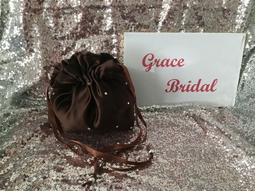 CHOCOLATE BROWN SATIN DOLLY BAG B/MAID PROM WEDDING FLOWER GIRL*UK MADE/SELLER* - Picture 23 of 26