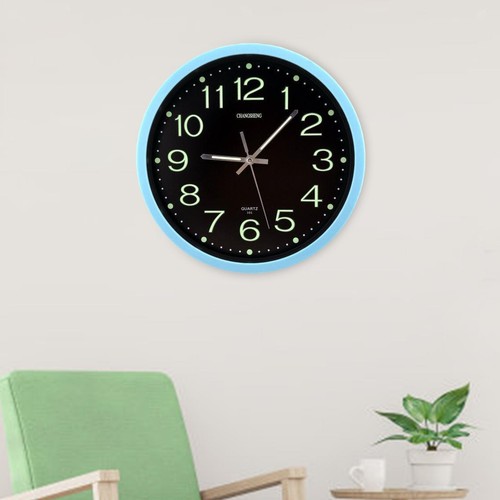 Night Light Wall Clock with Glass Cover,12in Silent Non Ticking Blue eBay