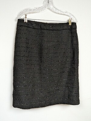 Covington Essentials Womens Black Sparkle Skirt Pencil Size 10