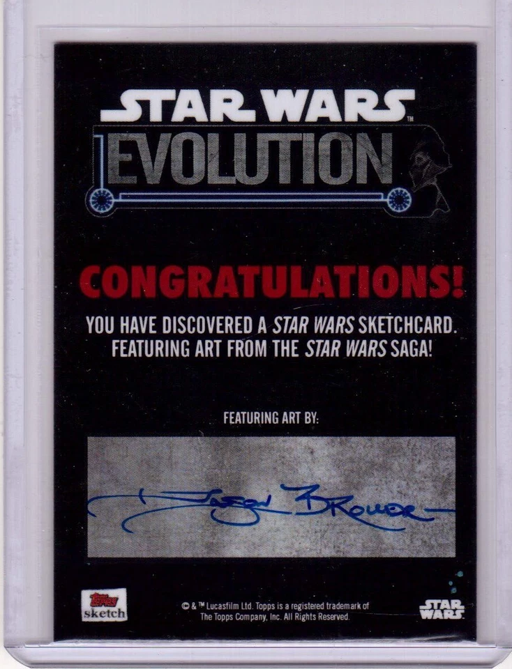 BOBA FETT 2016 Topps Star Wars Evolution Sketch Art Card 1/1 Jason Brower Artist - Image 2 of 2