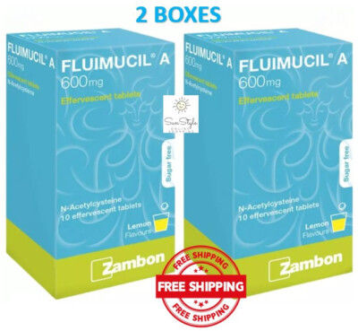 2X Fluimucil A 600mg Effervescent 10 Tablets Relief Cough & Phlegm FREE SHIPPING