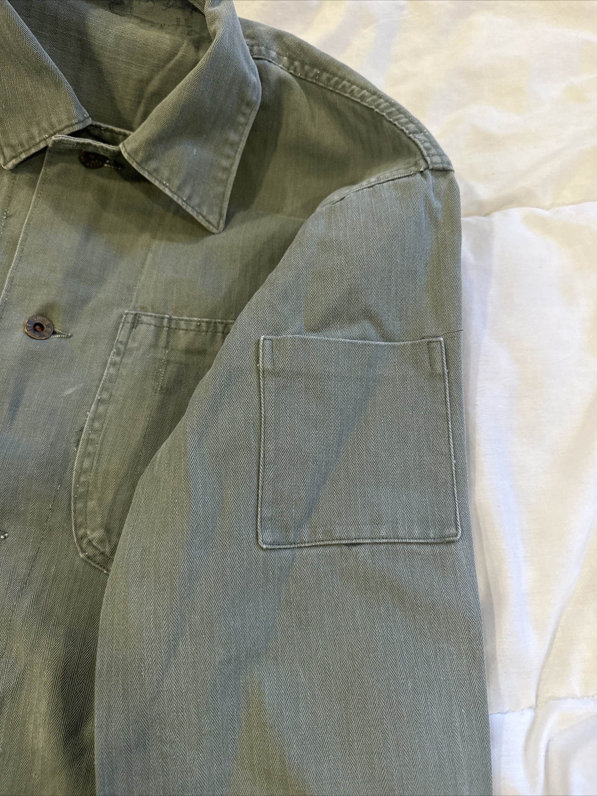 WW2 USMC P41 HBT Chore Jacket Size 40 Stenciled Field Alterations Great