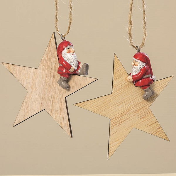 Stern HäNger Santa Baumschmuck Fensterschmuck H 9 Cm 2Er Set-image