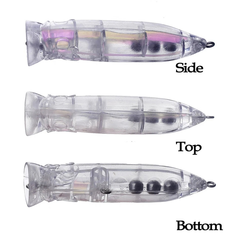 20 PIEZAS 7 cm 7,9 g Sonajero Interior Lámina Popper Cebo Sin Pintar Modelo de Señuelo de Pesca en Blanco Foto 3 de 4