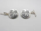 Lucky Silver 925 Cufflinks - Thirteen Clover Ivy Horseshoe -