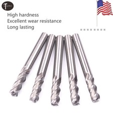 LWCUSNJ 5PCS 1/4'' HSS Spiral 4 Flute End Mill Cutter CNC Drill Bit Tool