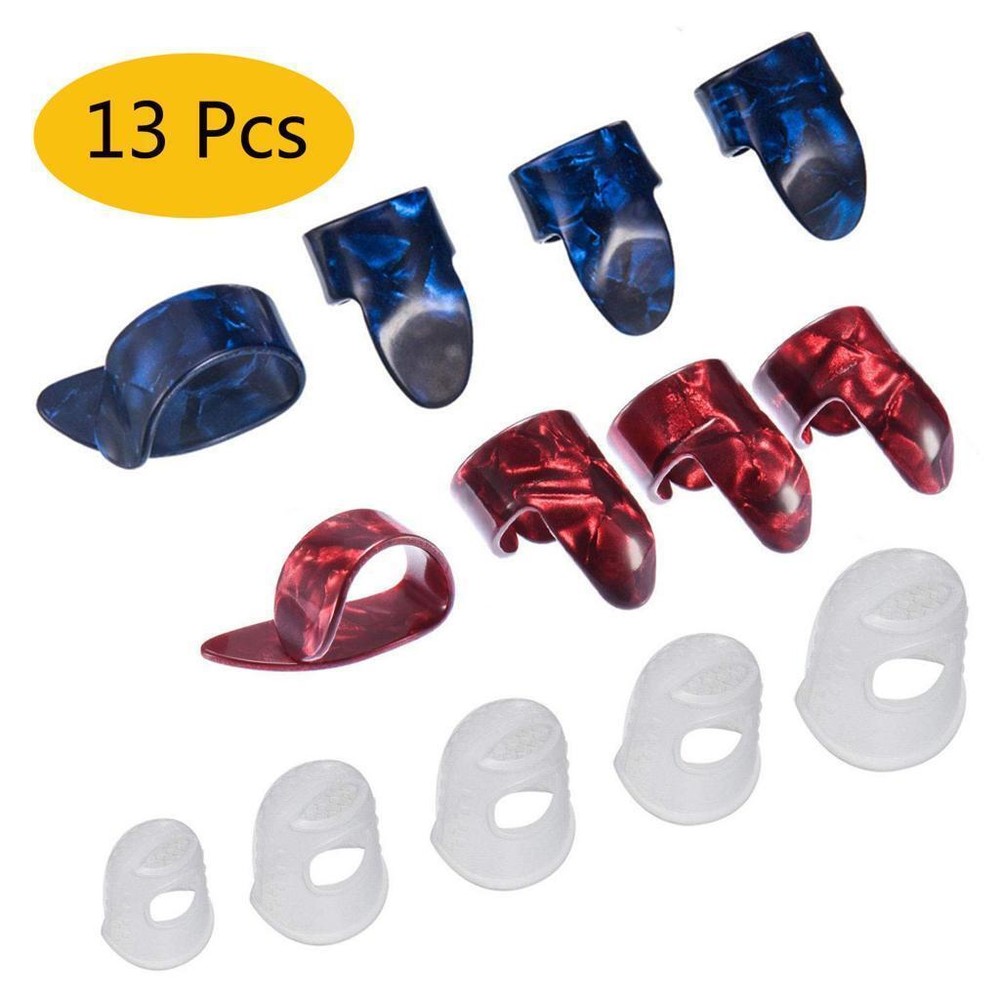 Colorful Thumb & Finger Nail Guitar Picks Set for Bass Banjo Ukulele  