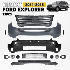 Front Bumper Grille Assembly w/ Foglight For 2011-2015 Ford Explorer Complete