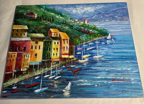 ORIGINAL CAROLINE BURNETT PAINTING, SEA SIDE, SIGNED CANVAS 20” X 24” UNFRAMED