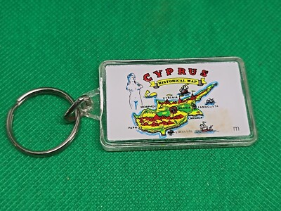 Schlüsselanhänger Schlüsselring - Vintage Zypern, historische Karte
