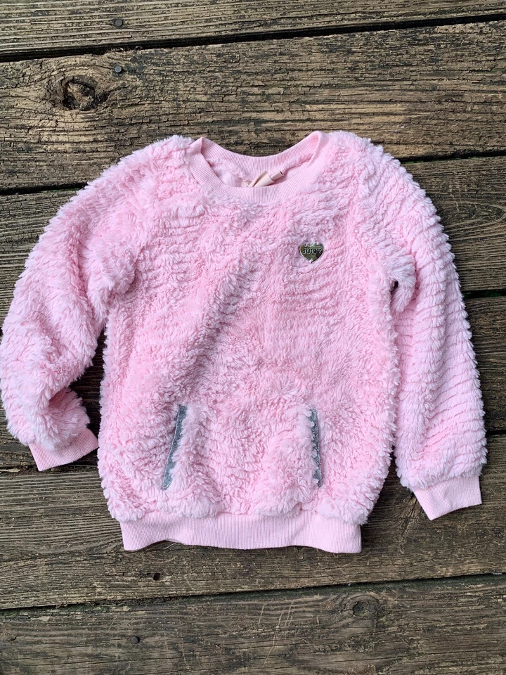 OFERTA @ JUICY COUTURE Rosa y Plata Vellón Difuso Suéter Camisa Niña Talla 5 ❤️sj17j4 Foto 2 de 4