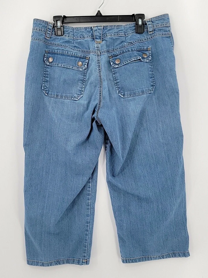 Pantalones de mezclilla Mountain Lake para mujer talla 10 pierna recta azul botón bolsillo mezcla Foto 2 de 4