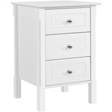 Nightstand Set of 2 with 3 Drawers & Solid Wood Legs & Metal Knobs for Bedroom