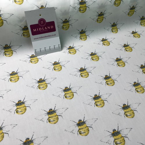 £5.99 100% Cotton Poplin printed bees craft mask Fabric 110 cm MD1398 Mtex - Picture 36 of 40