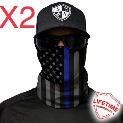 SA FISHING ( 2 ) SA Co. Blackout Thin Blue Line Police / Mask / Gaiter Salt Armour Co.