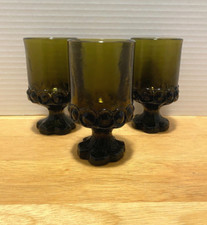 Lot of 3 Vintage Tiffin Franciscan Madeira Goblets Olive Green 4.75"