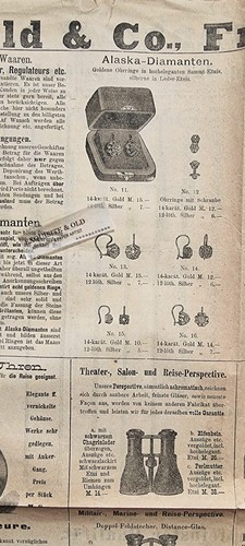 um 1890 Wild Frankfurt Bijouterie Taschenuhr Wecker Armband Diamant Werbung Deko - Picture 2 of 7