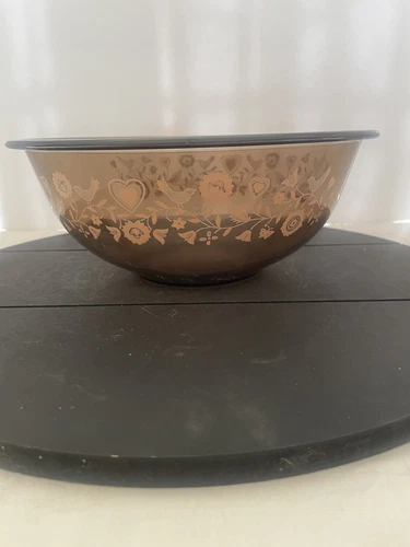 Pyrex 325 2.5L Forever Yours Bird Amber Brown Mixing Bowl Mid-Century Farmhouse