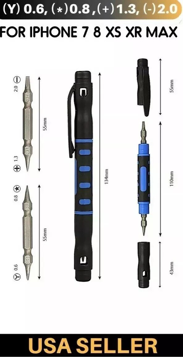 Cacciavite Precisione Per Apple Cacciavite Tripoint Y0.6mm Per Riparare IPhone 16 15 14 12 XS 11 PRO - Kit Magnetico Professionale Per Smontaggio Y0.6 Per Iphone 15