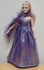 Curvy Barbie 11 1/2" Doll Clothing Orchid Sparkle Metallic Evening Gown and BOA — photo 3