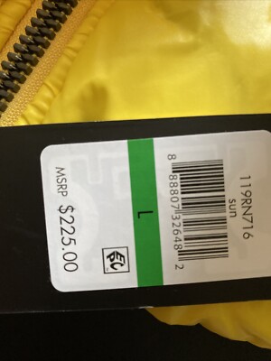 NEW GUESS Men's Puffer Jacket Removable Hood Yellow Lined
