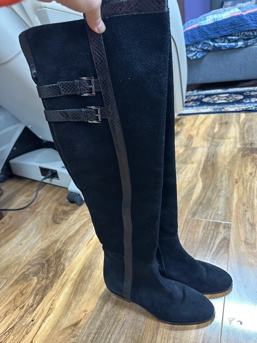 Michael Kors Black Suede Knee High Studded Boots. Size 4 7m