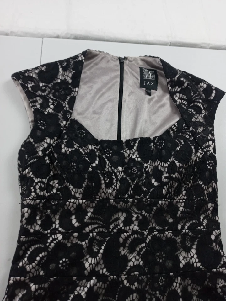 Vestido Jax Mujer 2 Negro Encaje Bordado Floral Vintage Hasta la Rodilla Clásico Foto 2 de 4