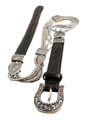 Boohoo Black Belt With Silver Chain Belt With Ring And Chain