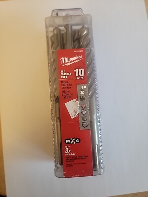 10-Pack Milwaukee 1/2'' x 6''  SDS+ Solid 4 Cutter Carbide Head 48-20-7971