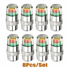 Car Tire Valve Stem Caps Pressure Monitor Sensor Indicator 3 Color Alert 8 Pcs